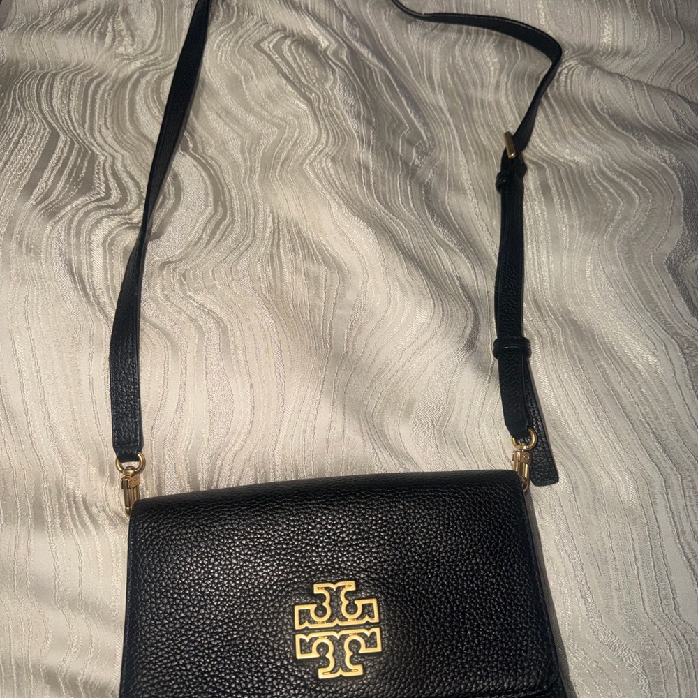 Tory Burch Black Crossbody Bag with Gold Logo